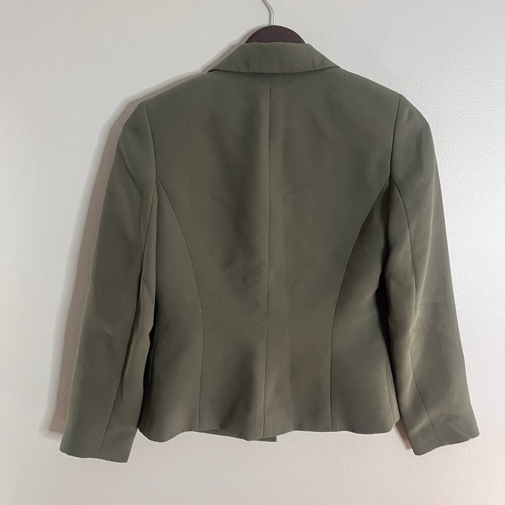 Petite Sophisticate Size 0 Button Front Tailored Army Olive Green Blazer - Picture 4 of 5